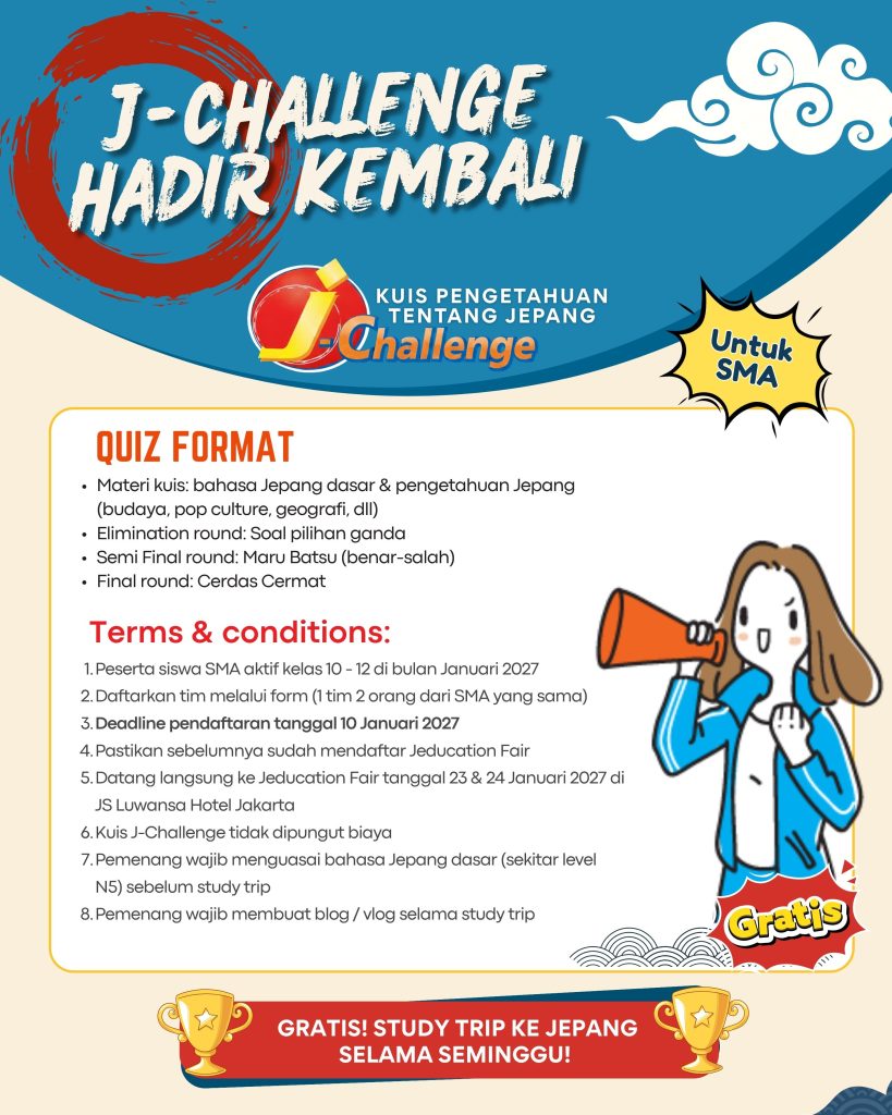 Poster J-Challenge: format kuis dan syarat